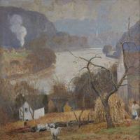 DANIEL GARBER (AMERICAN 1880-1958) "THE MORNING TRAIN"