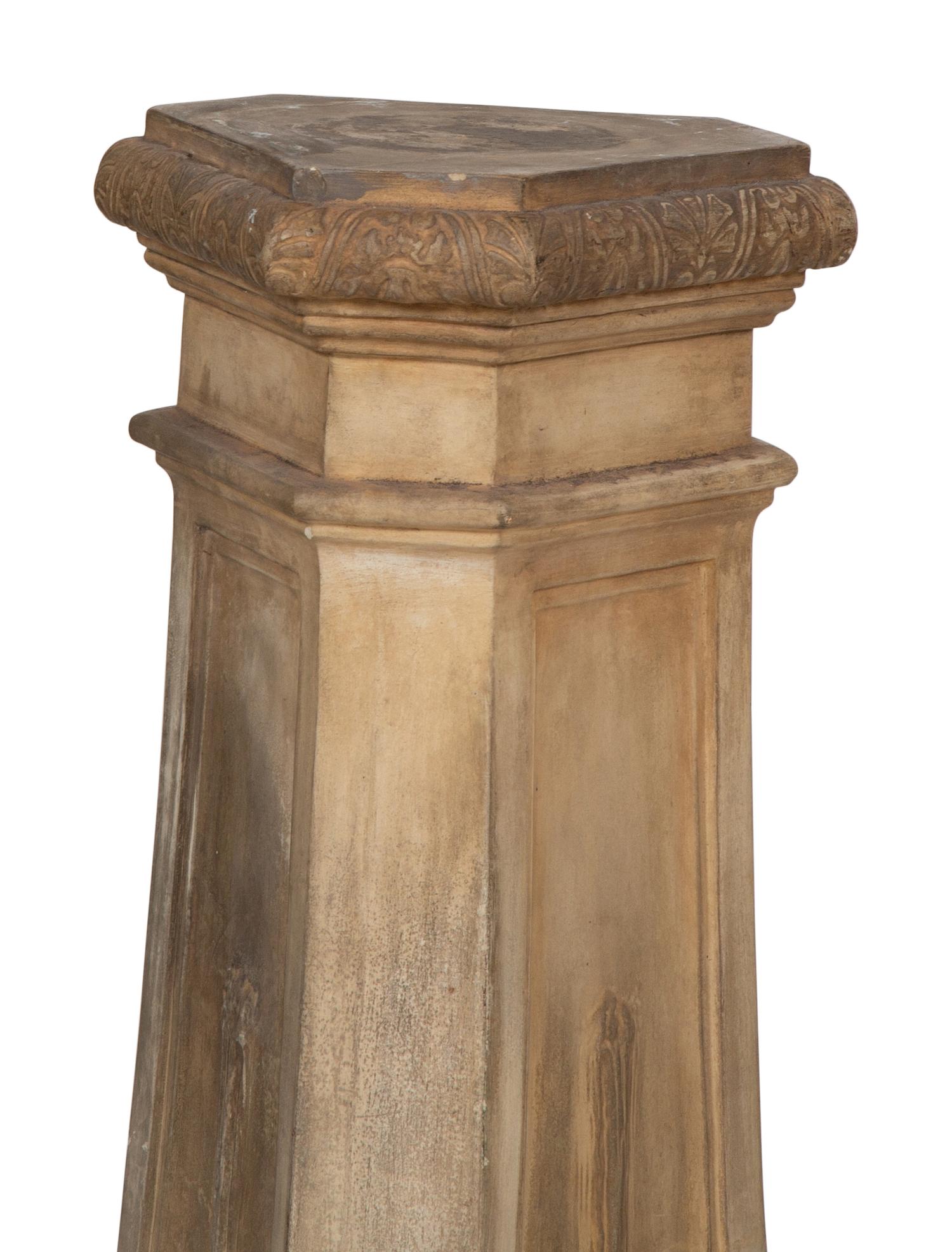 A Pair of Faux Cast Stone Trefoil Base Pedestals