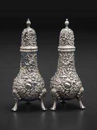 Seven American Repousse Silver Table Articles