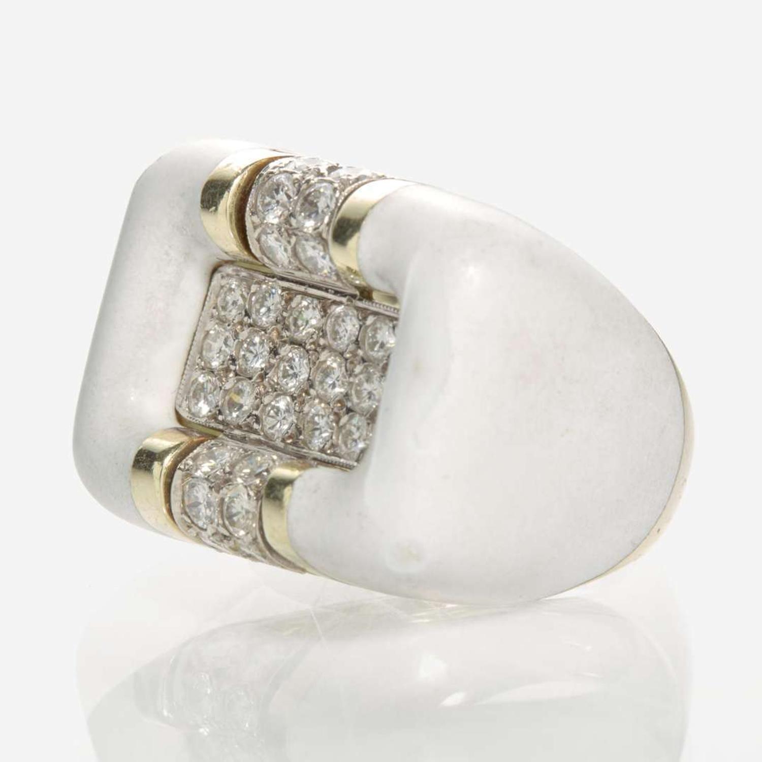 A Diamond and Enamel Ladies Ring