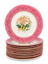 A Set of Twelve Painted Porcelain Dessert Plates