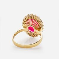 An 18K Yellow Gold, Diamond, and Ruby Ring