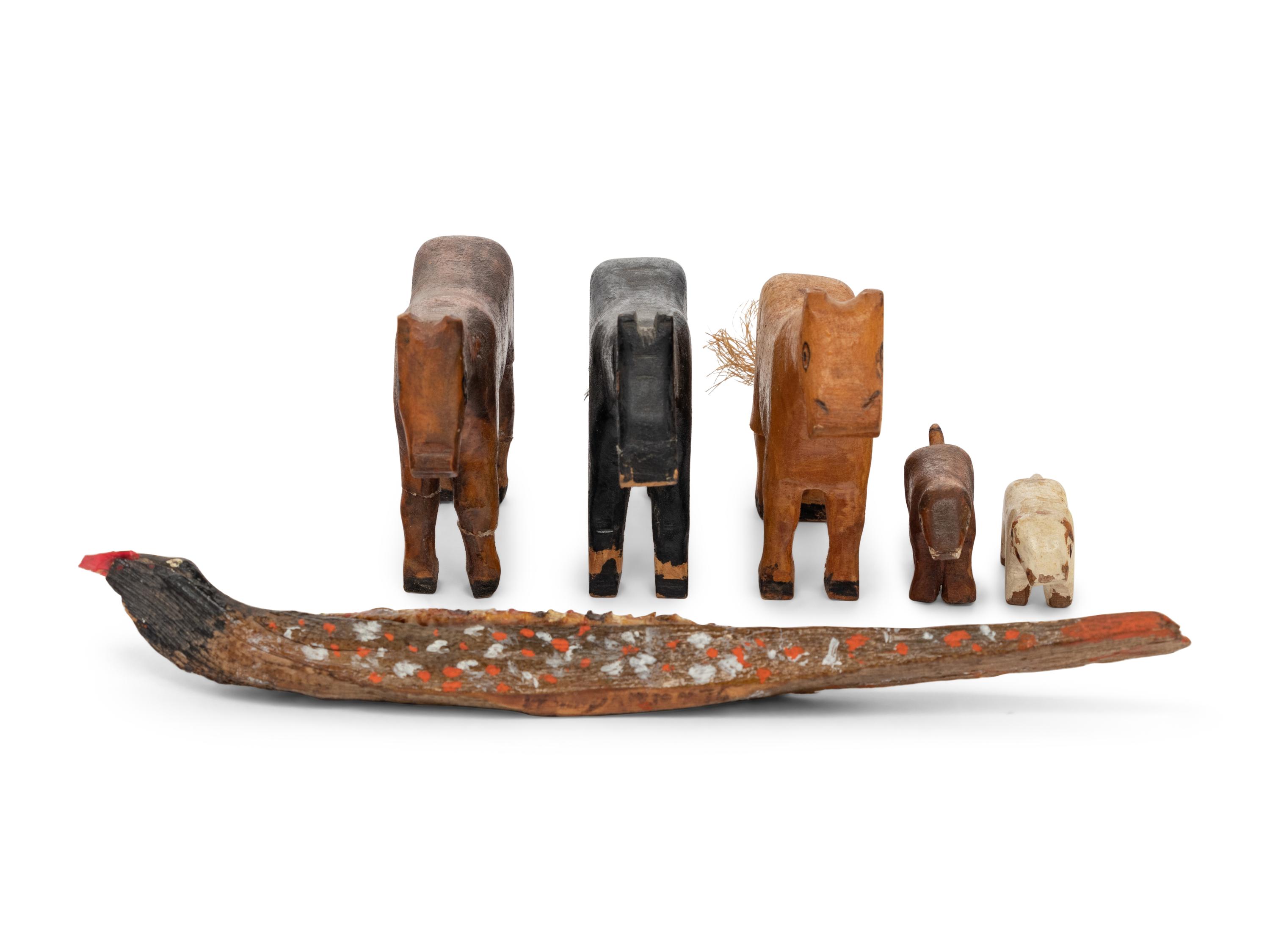 A Group of Three Horses, Two Dogs and a Snake