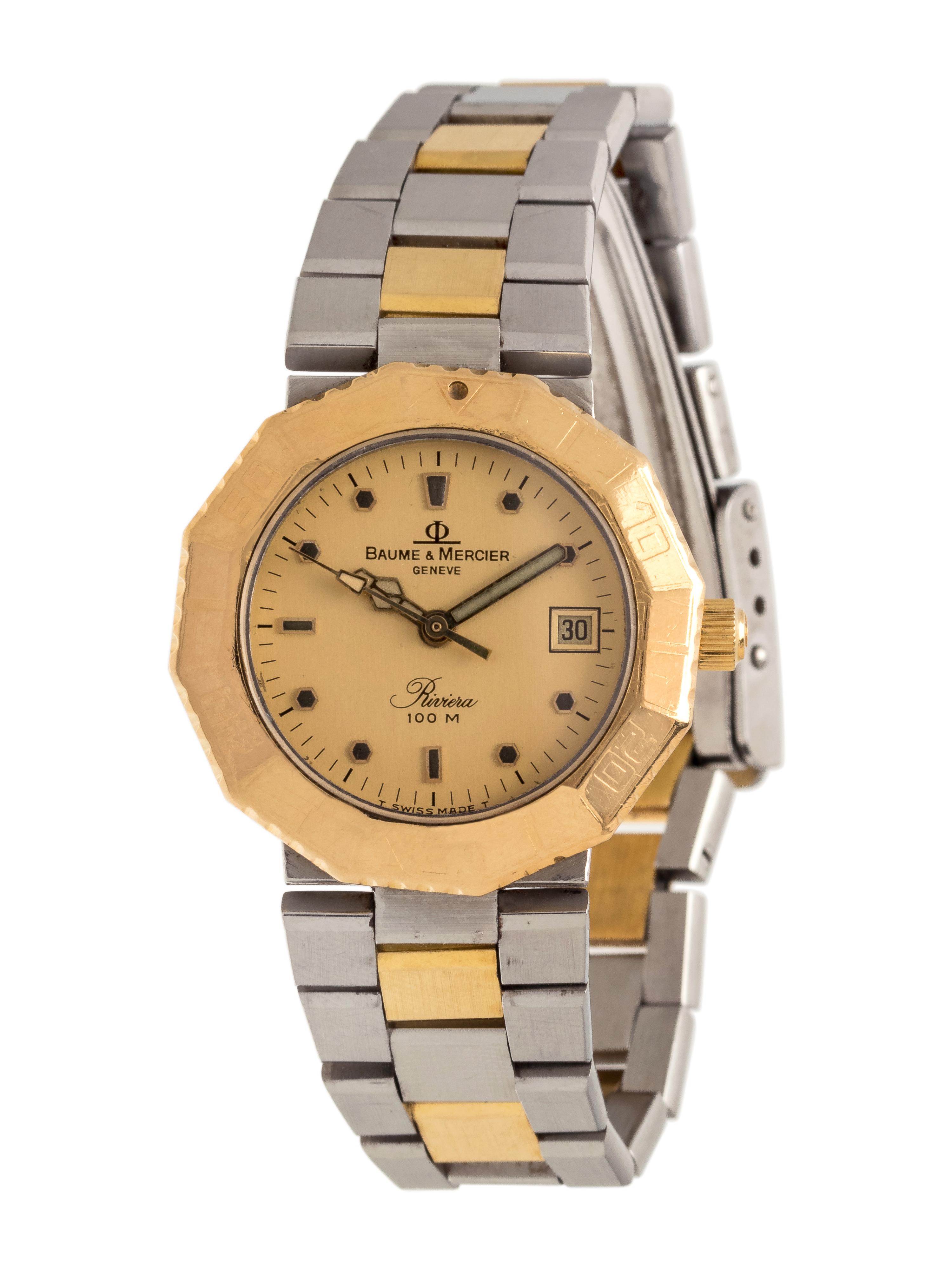 BAUME & MERCIER, YELLOW GOLD AND STAINLESS STEEL 'RIVIERA' WRISTWATCH