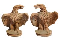 A Pair of Terra Cotta Eagles 21" W x 17.5" D x 25.5" H — Italy, Circa 1880