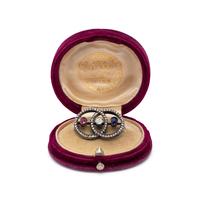 AUSTRIAN, ANTIQUE, RUBY, SAPPHIRE, AND DIAMOND BROOCH