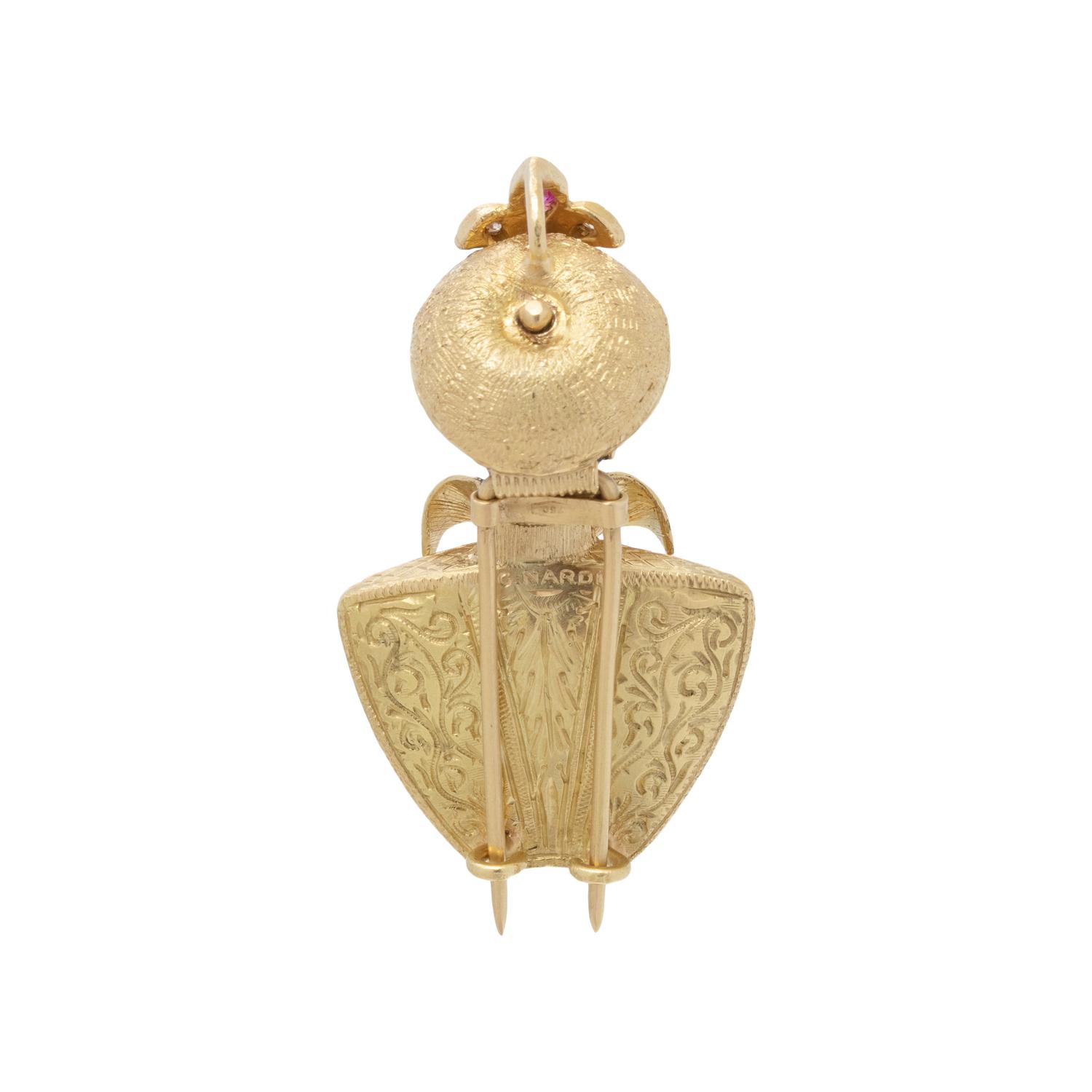 NARDI, YELLOW GOLD, DIAMOND AND RUBY BLACKAMOOR BROOCH