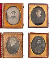 [EARLY PHOTOGRAPHY]. 17 quarter plate daguerreotypes featuring women wearing bonnets.