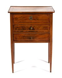 A Louis XVI Provincial Style Inlaid Walnut Side Cabinet Height 27 x width 18 3/4 x depth 13 1/4 inches. — 19TH CENTURY