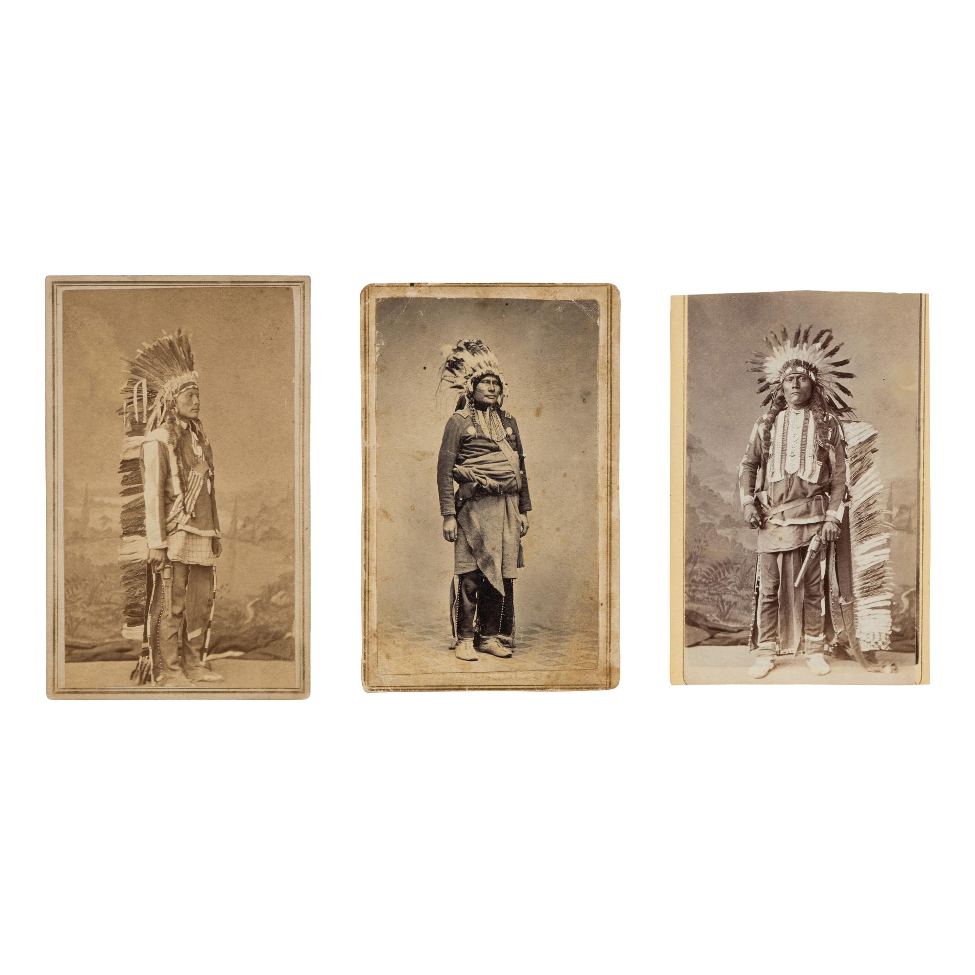 [Native-Americana] Chamberlain, W.G. Group of 3 CDVs of Ute and Sioux Indians