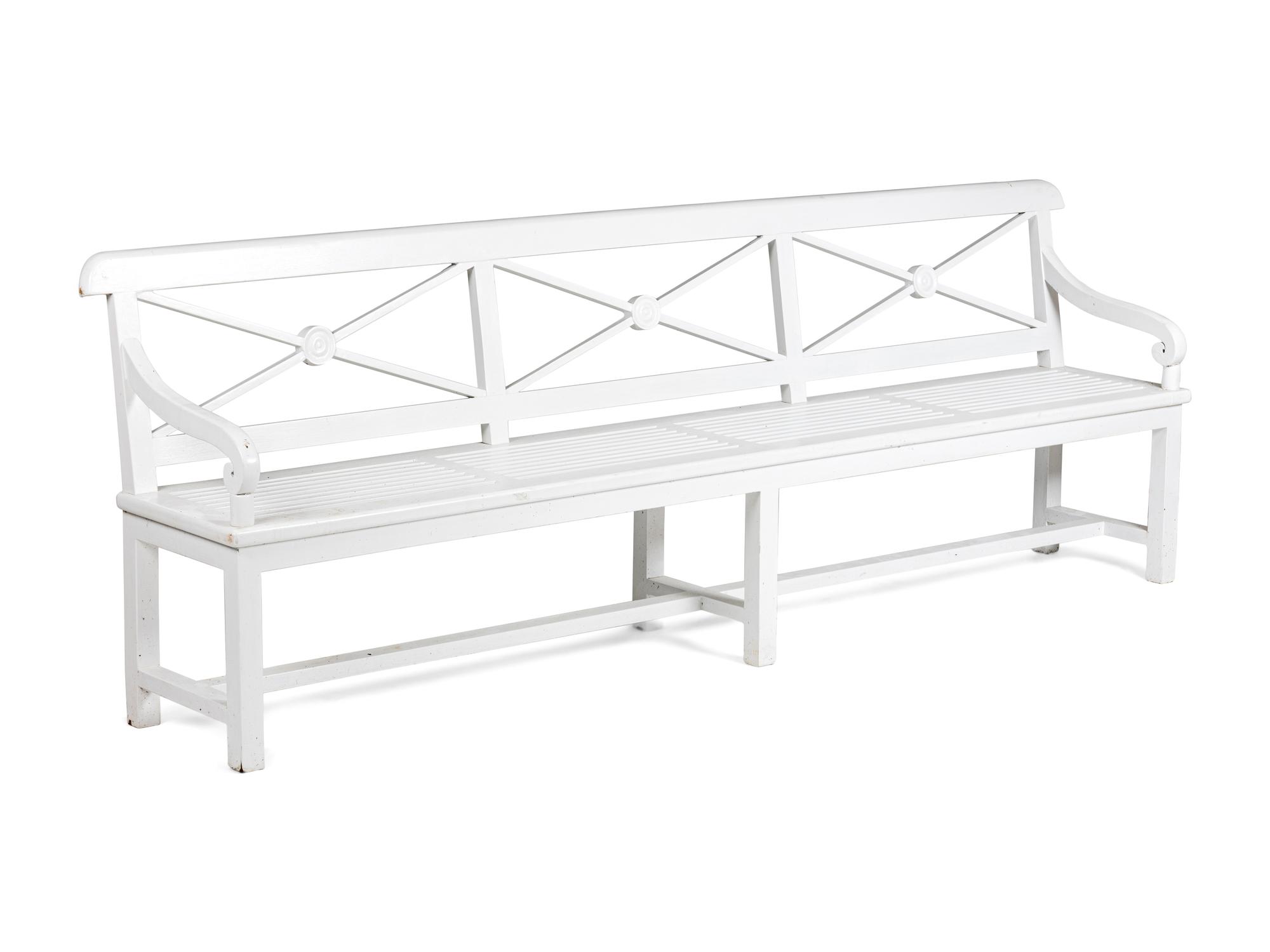 A White-Painted Wood Garden Bench