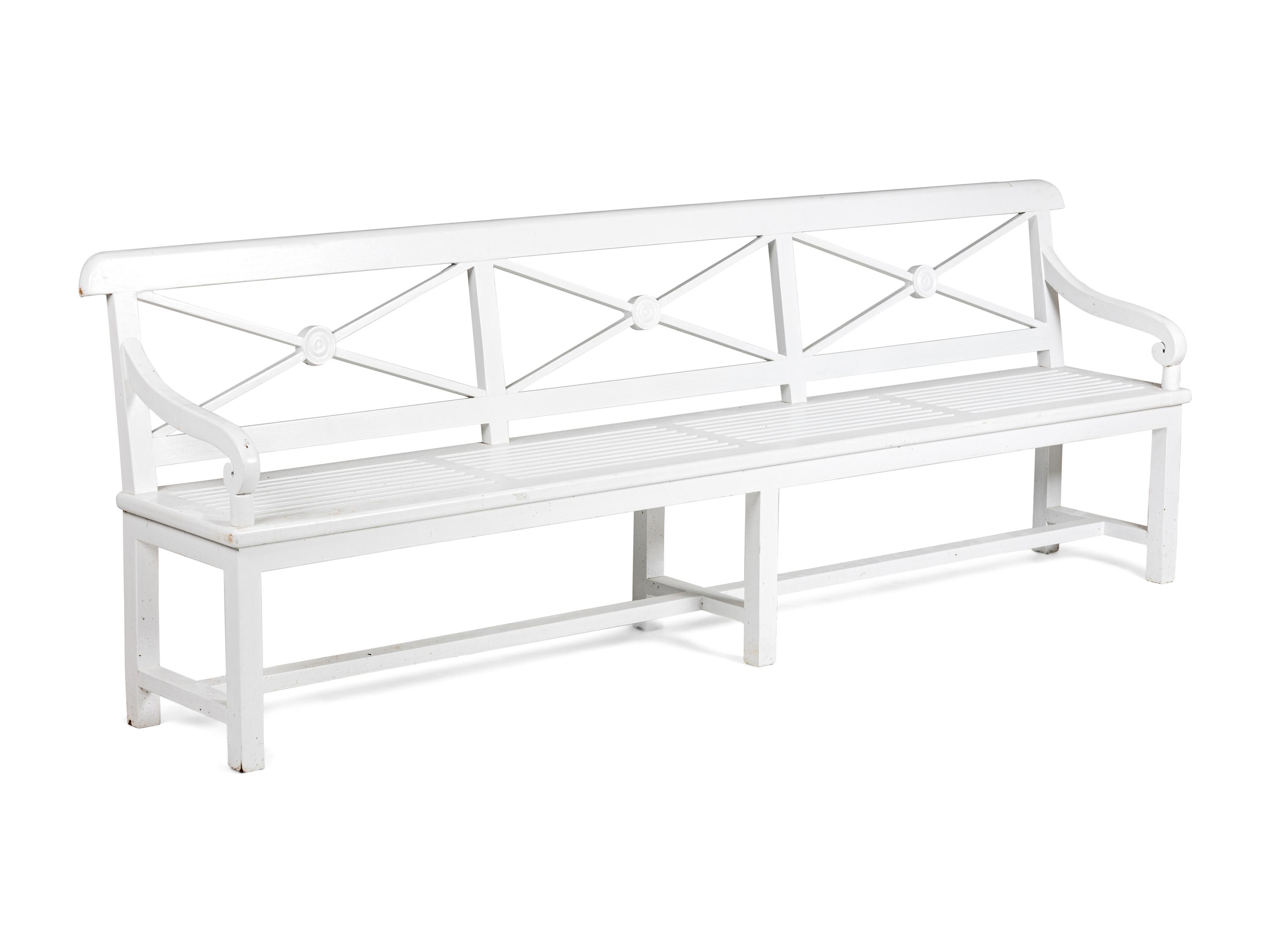 A White-Painted Wood Garden Bench