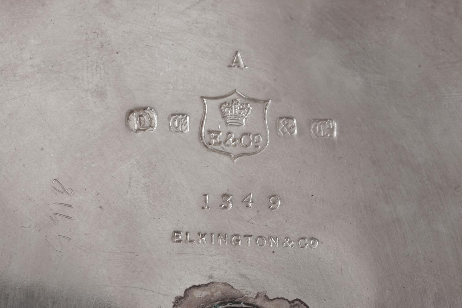 A Victorian Silver-Plate Tankard, Elkington & Co., Birmingham, 1889, the hinged lid with a lion finial above the body worked to show a