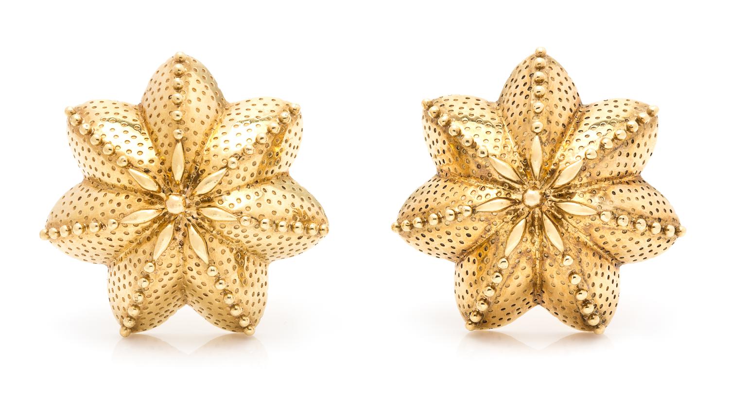 A Pair of Yellow Gold Brooches, Tiffany & Co., 22.00 dwts.
