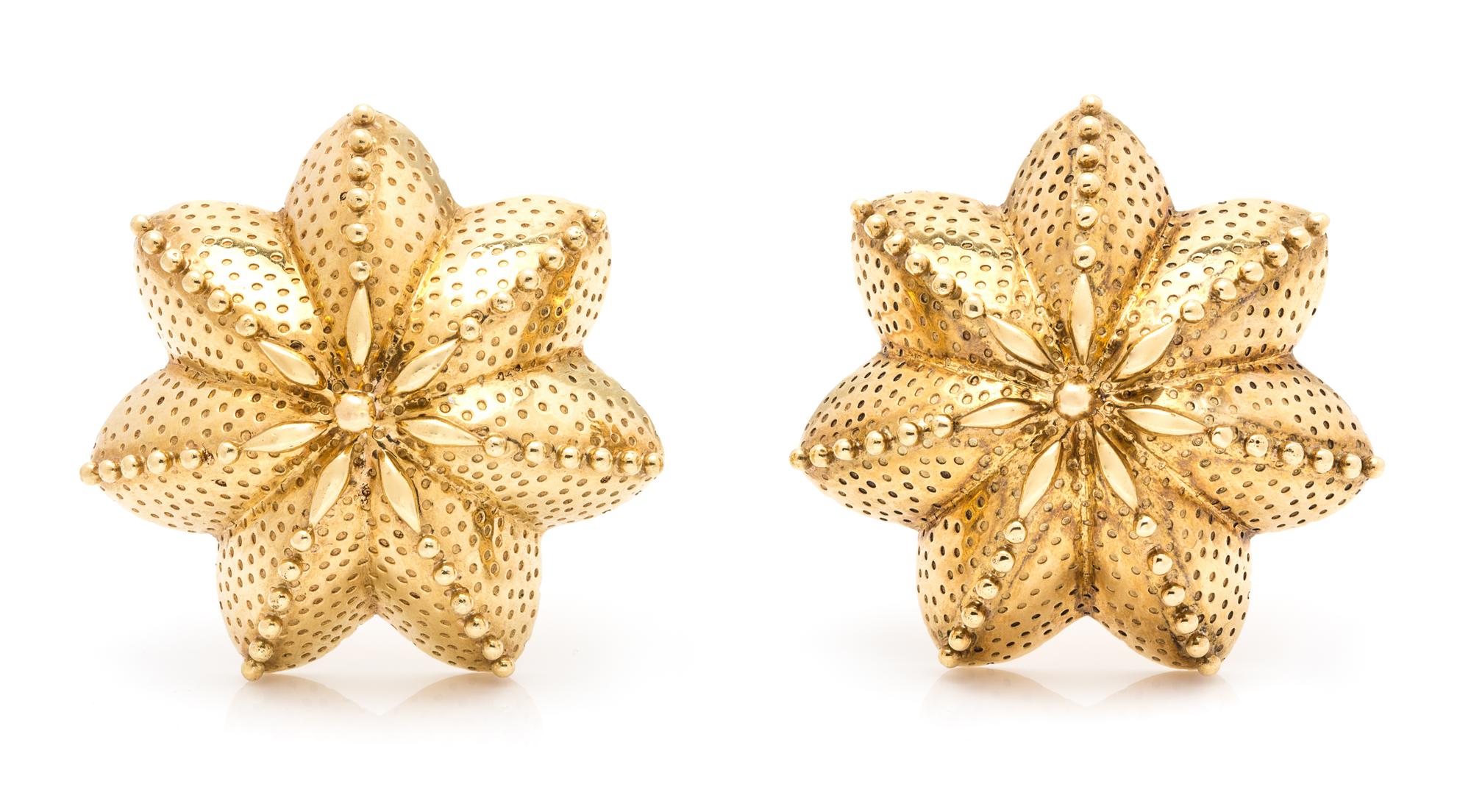 A Pair of Yellow Gold Brooches, Tiffany & Co., 22.00 dwts.