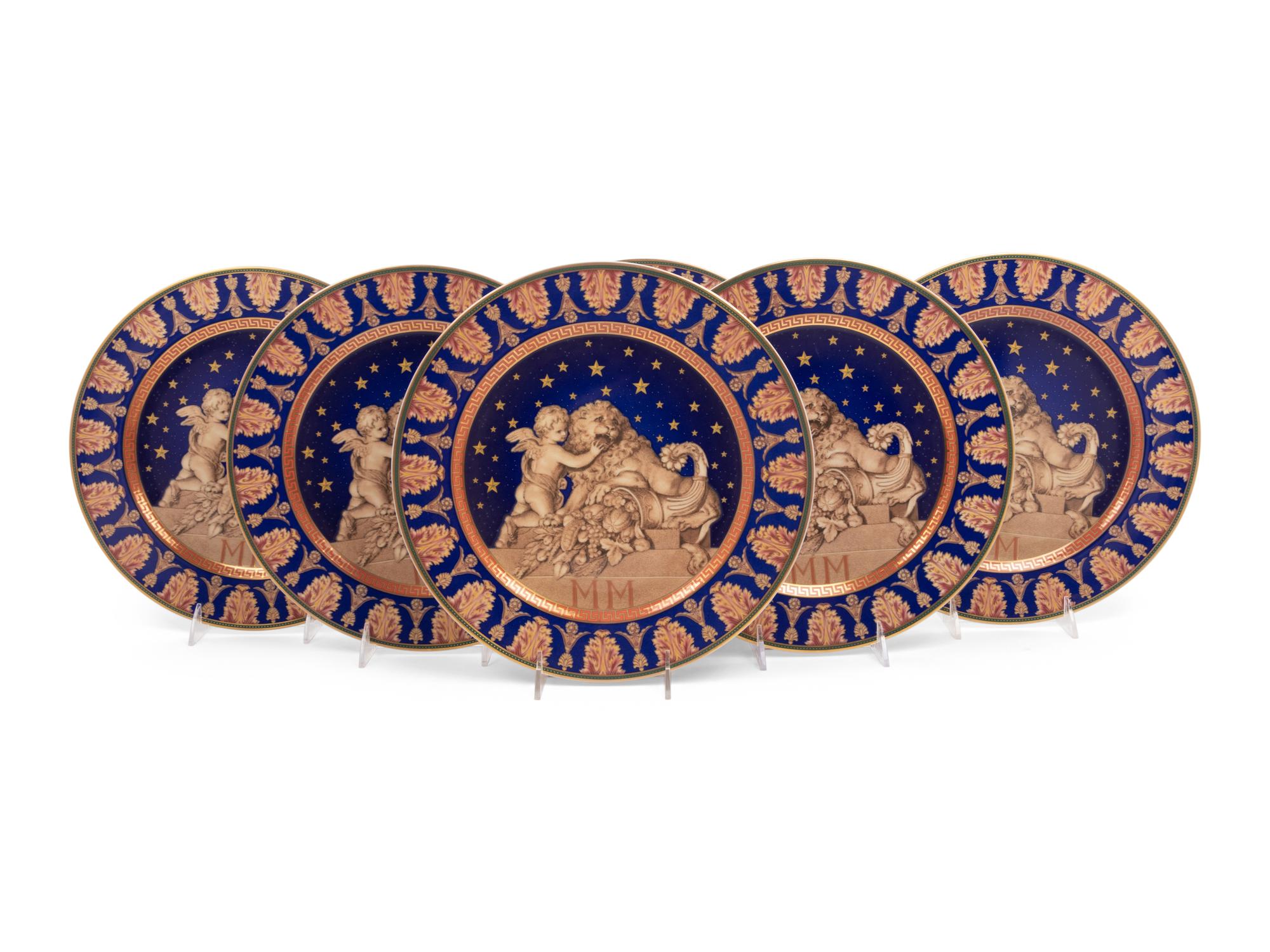 Seven Versace Porcelain Christmas Chargers