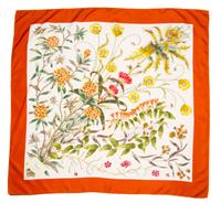 A Gucci Botanical Silk Scarf, 34" x 34".