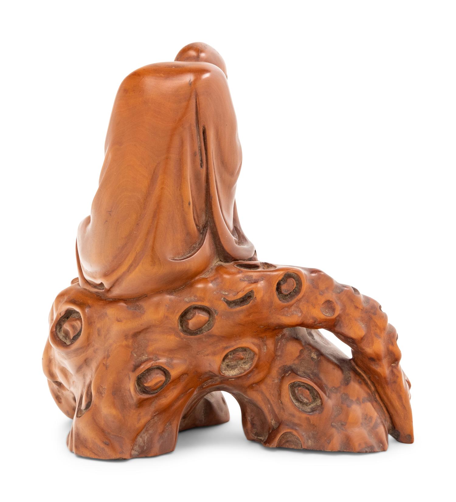 A Chinese Boxwood Carved Figure of a Luohan