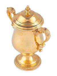 A Tiffany and Co. 14-Karat Gold Cup and Cover of Horse Racing Interest