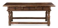 A Spanish Baroque Carved Walnut Console Table, Height 33 x width 80 x depth 30 1/4 inches.