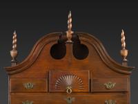 A Queen Anne Fan-Carved Cherrywood Bonnet Top High Chest