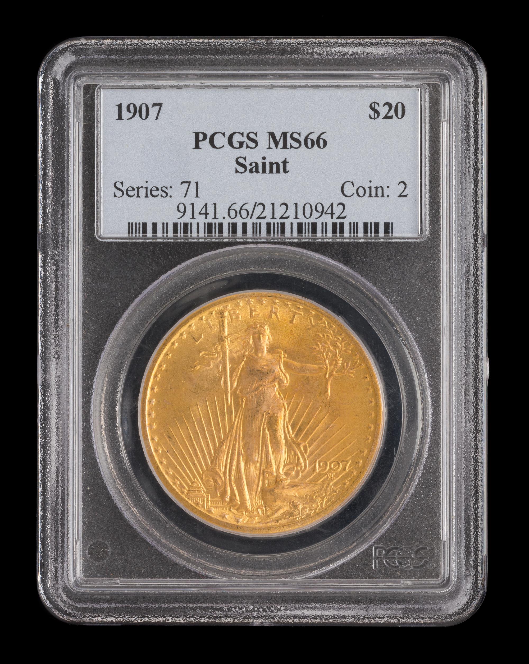 A United States 1907 Saint-Gaudens $20 Gold Coin
