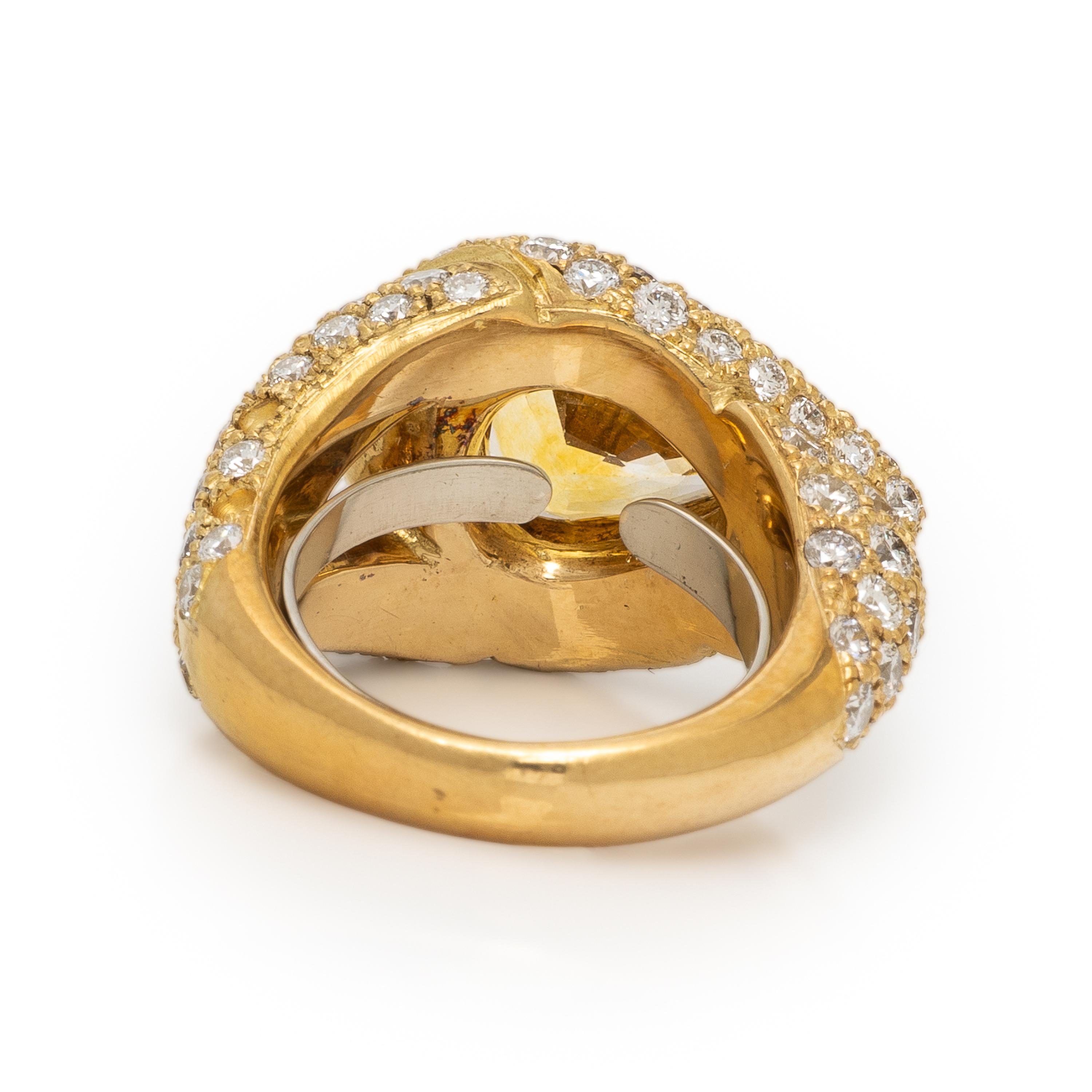 Lois Sasson, Yellow Sapphire, Diamond, and Yellow Gold Ring