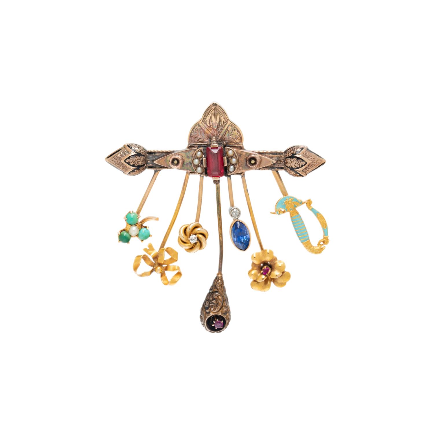 MULTI-GEM BROOCH