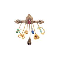 MULTI-GEM BROOCH