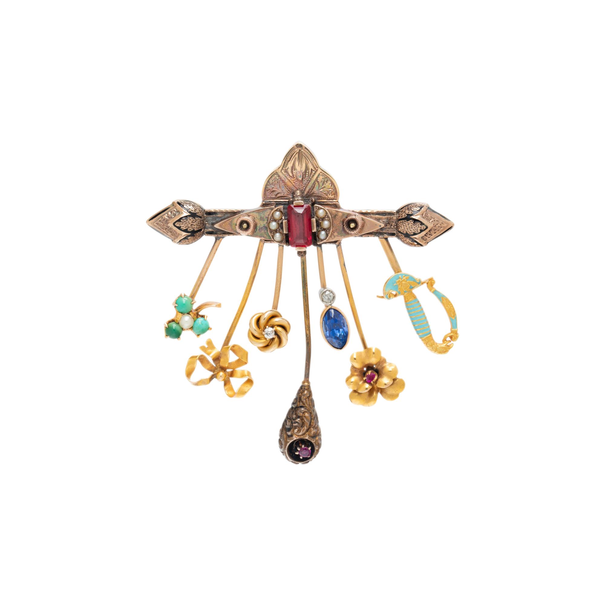 MULTI-GEM BROOCH