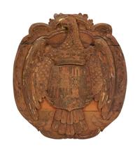 A Continental Carved, Parcel Gilt and Polychrome Painted Heraldic Crest