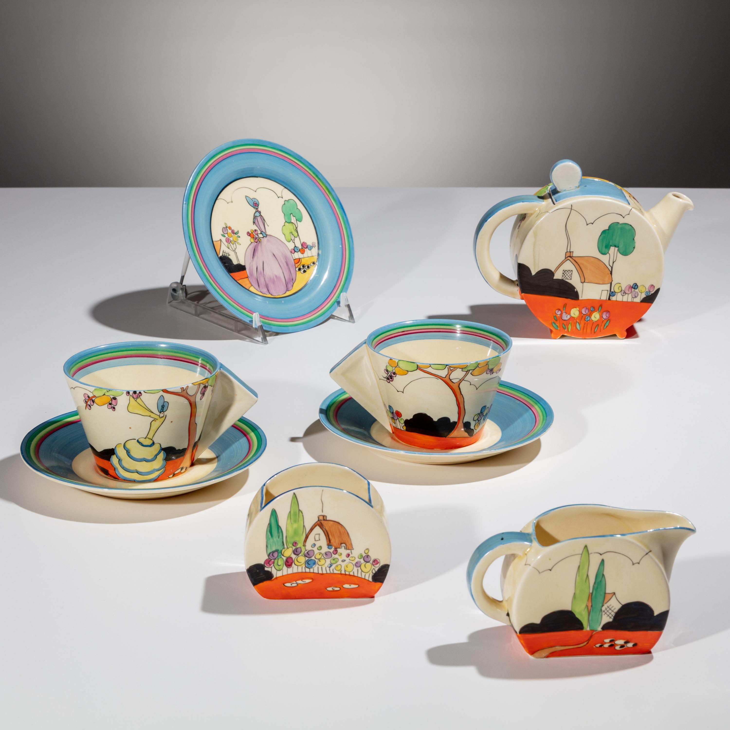 Clarice Cliff (English, 1899–1972) — Idyll pattern Tea Service, 8 pieces
