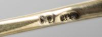 A Set of Six Russian Silver and Enamel Demitasse Spoons, Maker's mark Cyrillic SK, Moscow, late 19th century, having a light blue ename