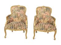 A Pair of Louis XV Style Giltwood Bergeres — 20TH CENTURY