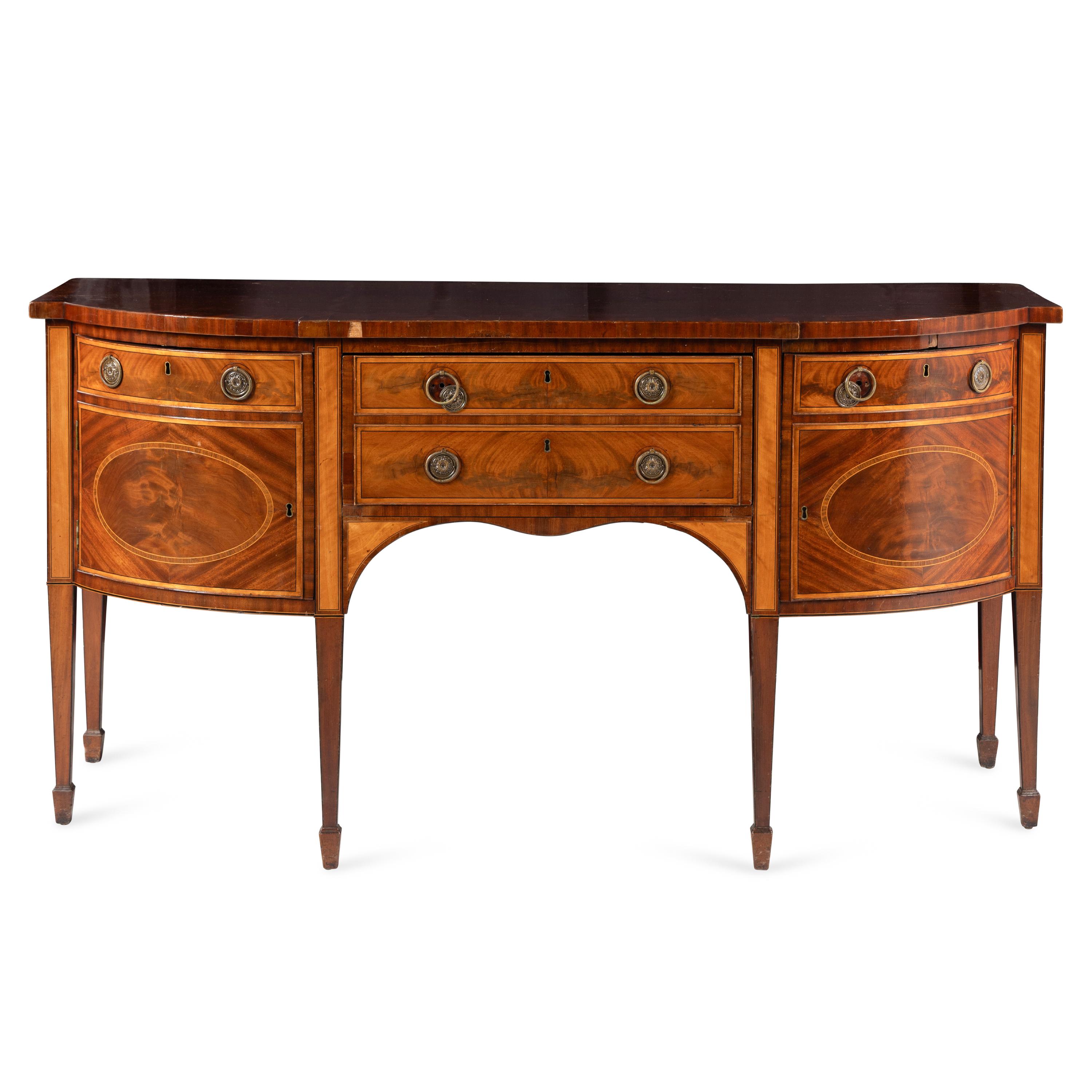 A Late George III Mahogany and Satinwood Sideboard