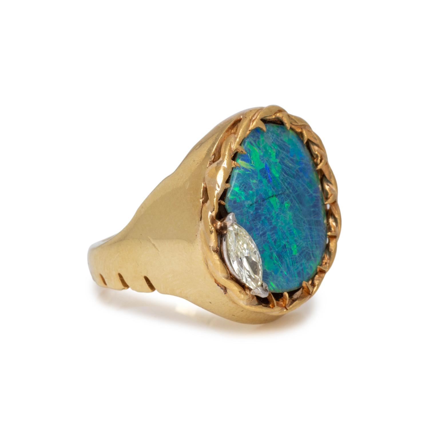 OPAL DOUBLET AND DIAMOND RING