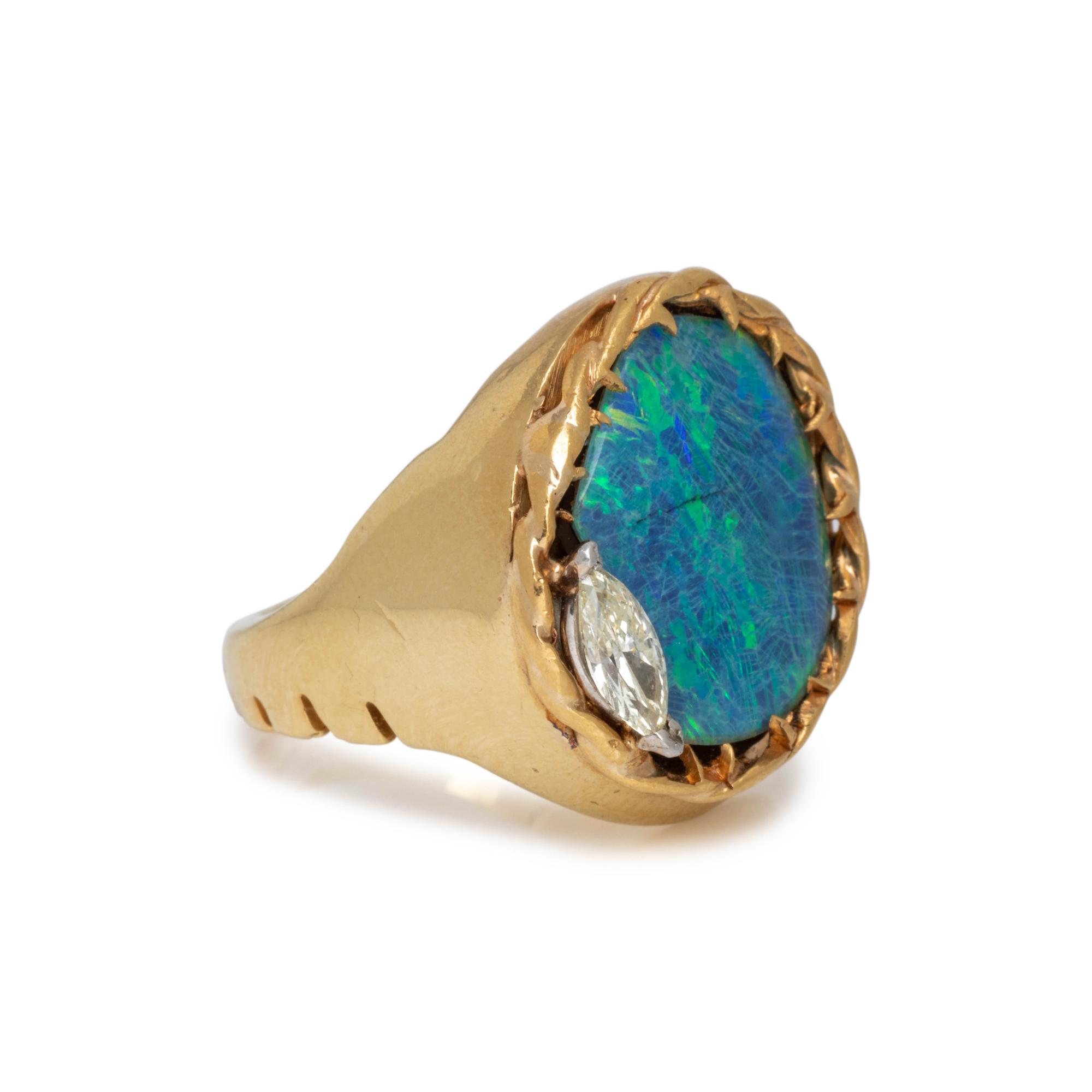 OPAL DOUBLET AND DIAMOND RING