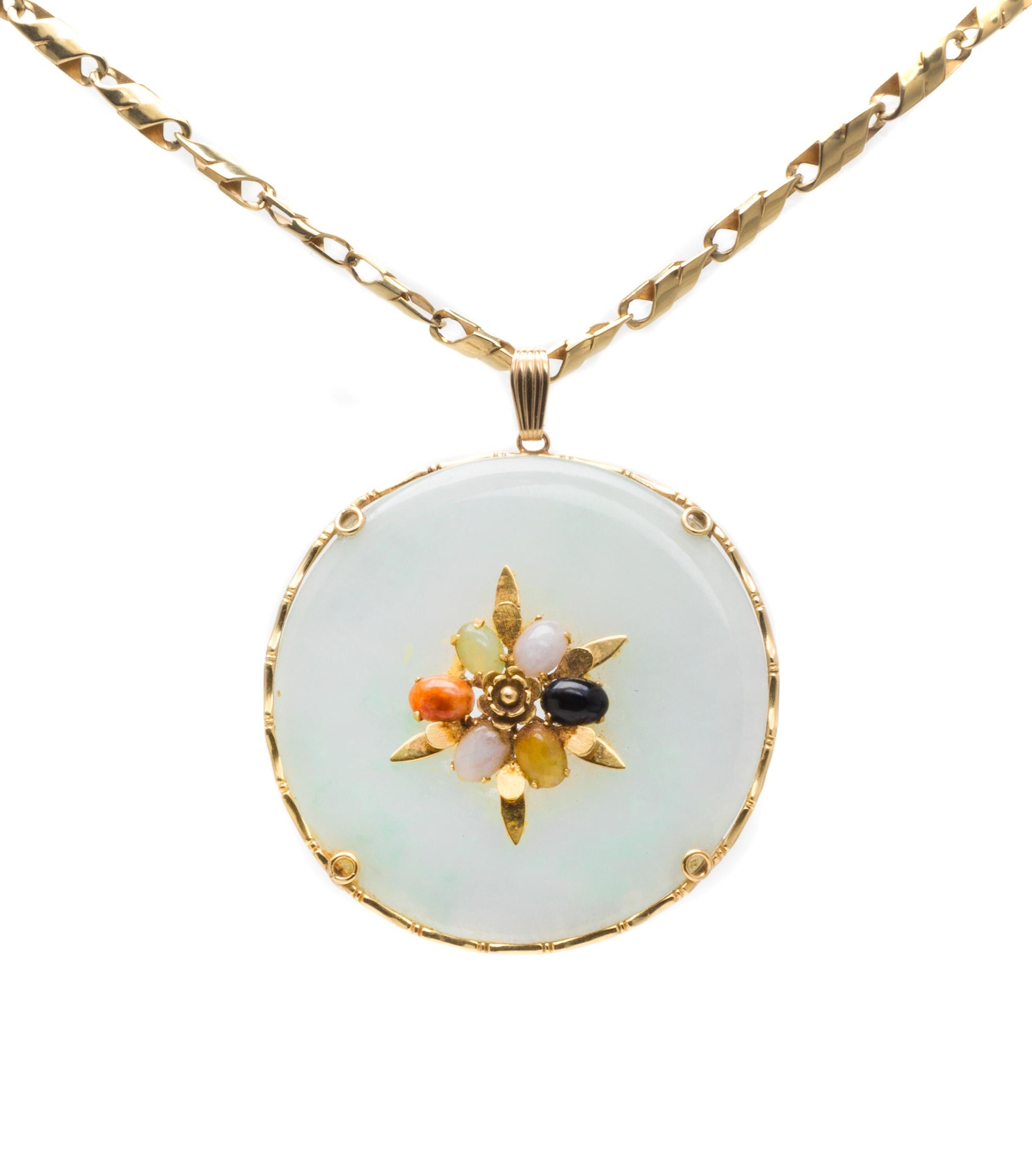 A Collection of Yellow Gold and Jade Jewelry, 85.80 dwts.