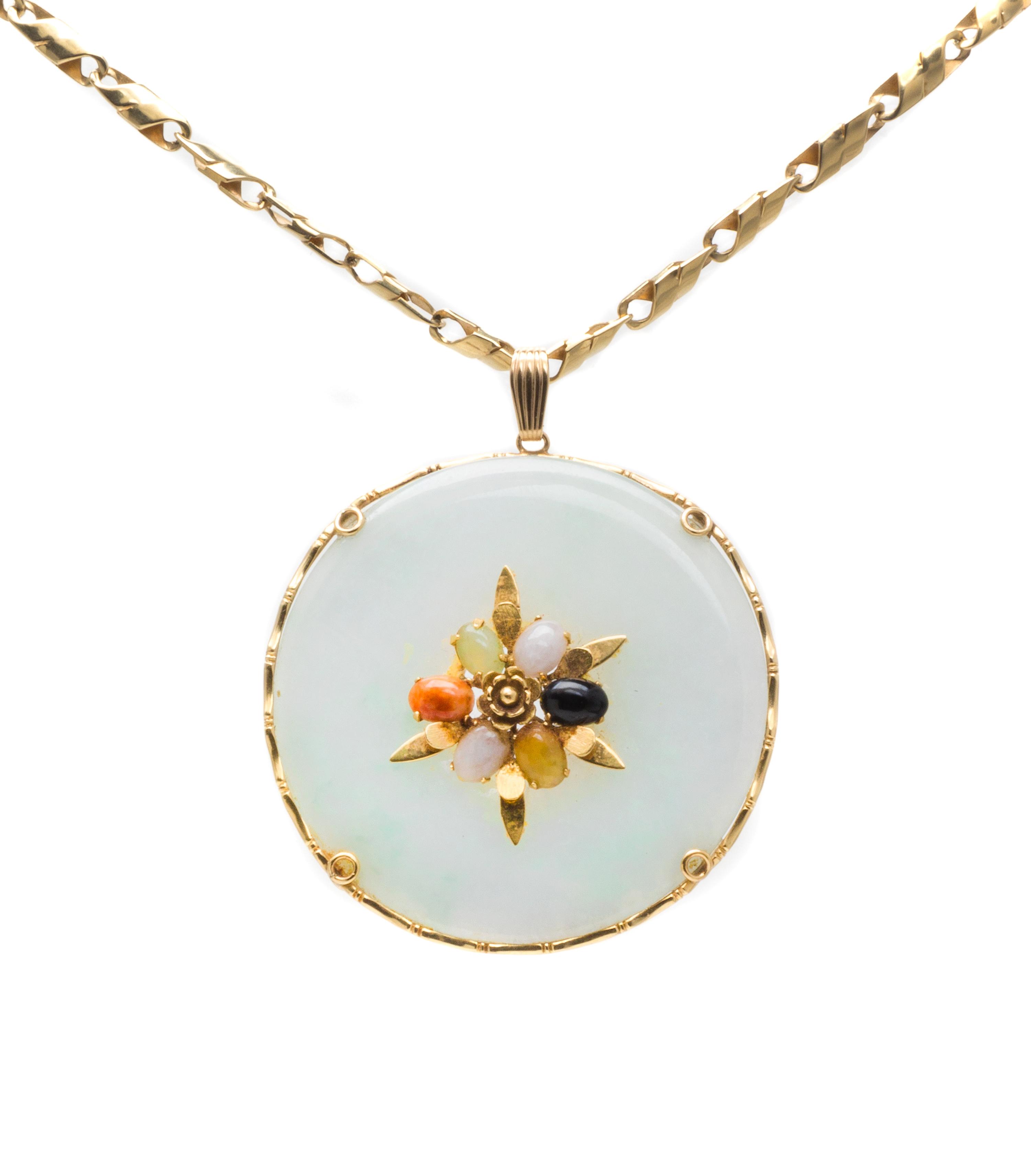 A Collection of Yellow Gold and Jade Jewelry, 85.80 dwts.