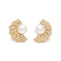 CULTURED SOUTH SEA PEARL AND DIAMOND EARCLIPS
