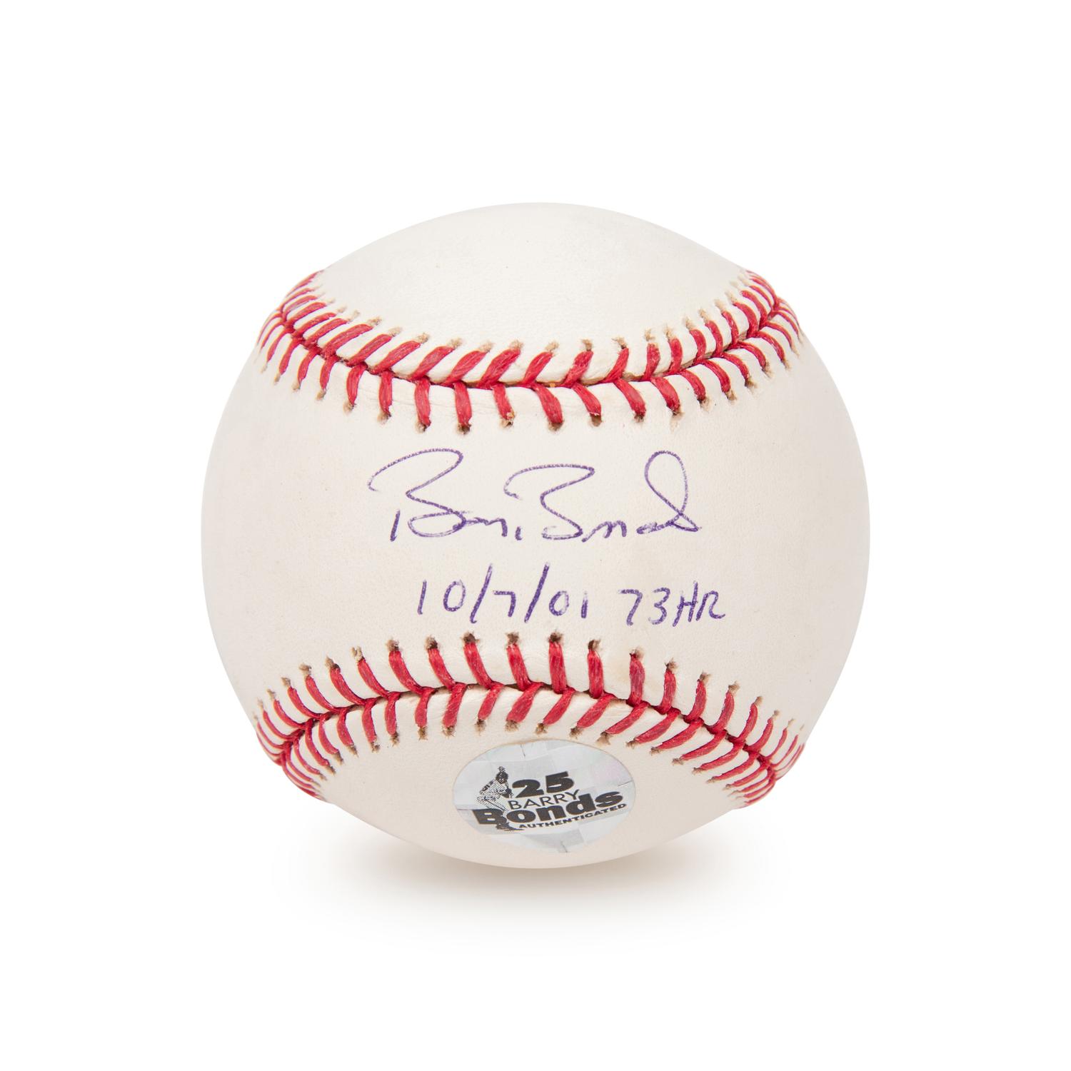 A Barry Bonds Single Signed Autograph Baseball with 73 HR Inscription (JSA)