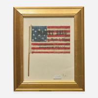 A rare 13-Star American Parade Flag advertising an early Syracuse University basketball game Dated, "March 9, 1898"