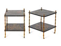 A Pair Gilt-Bronze-Mounted Two-Tiered Lacquered Tables — ATTRIBUTED TO MAISON BAGUES