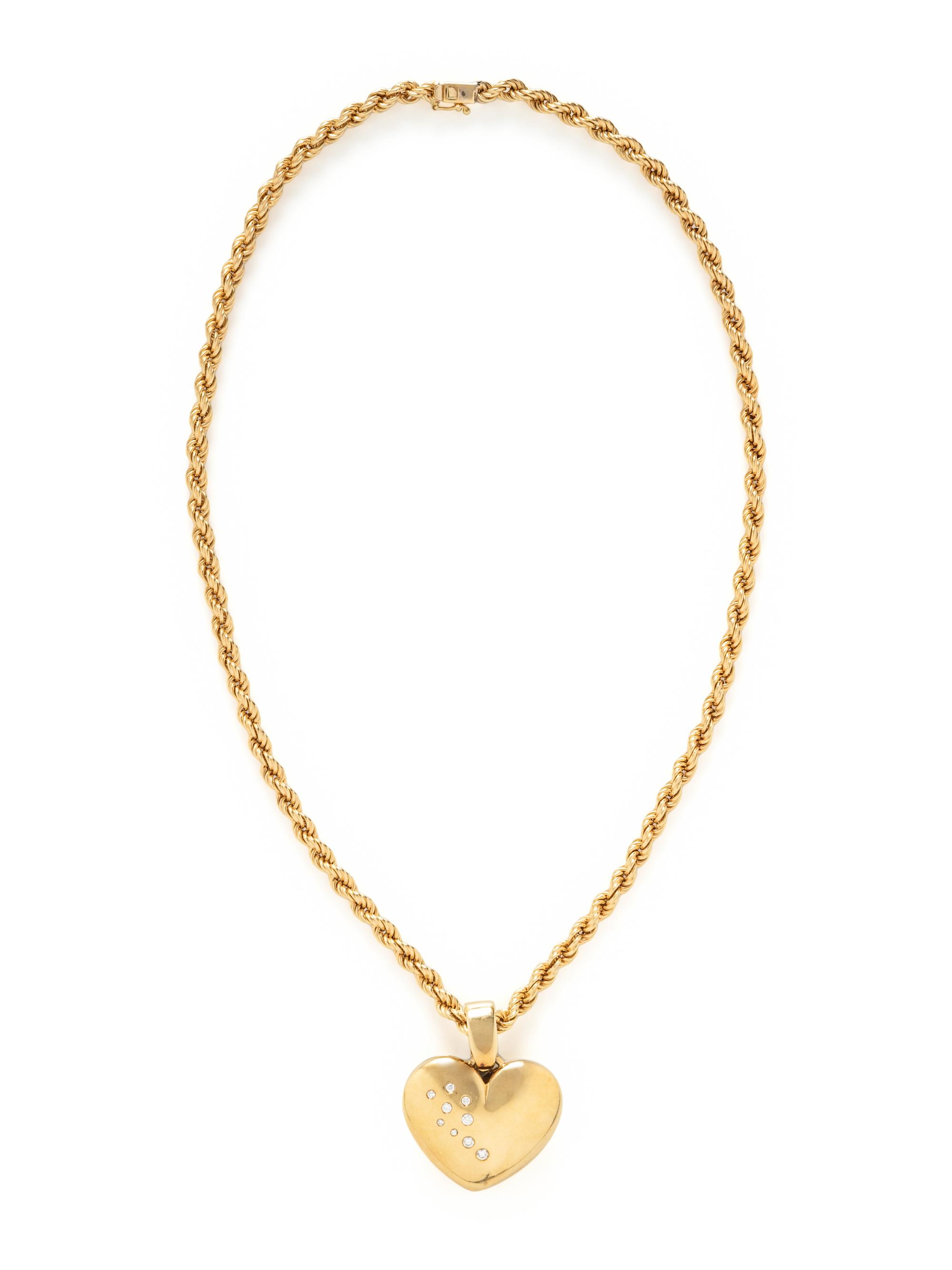YELLOW GOLD AND DIAMOND HEART PENDANT NECKLACE