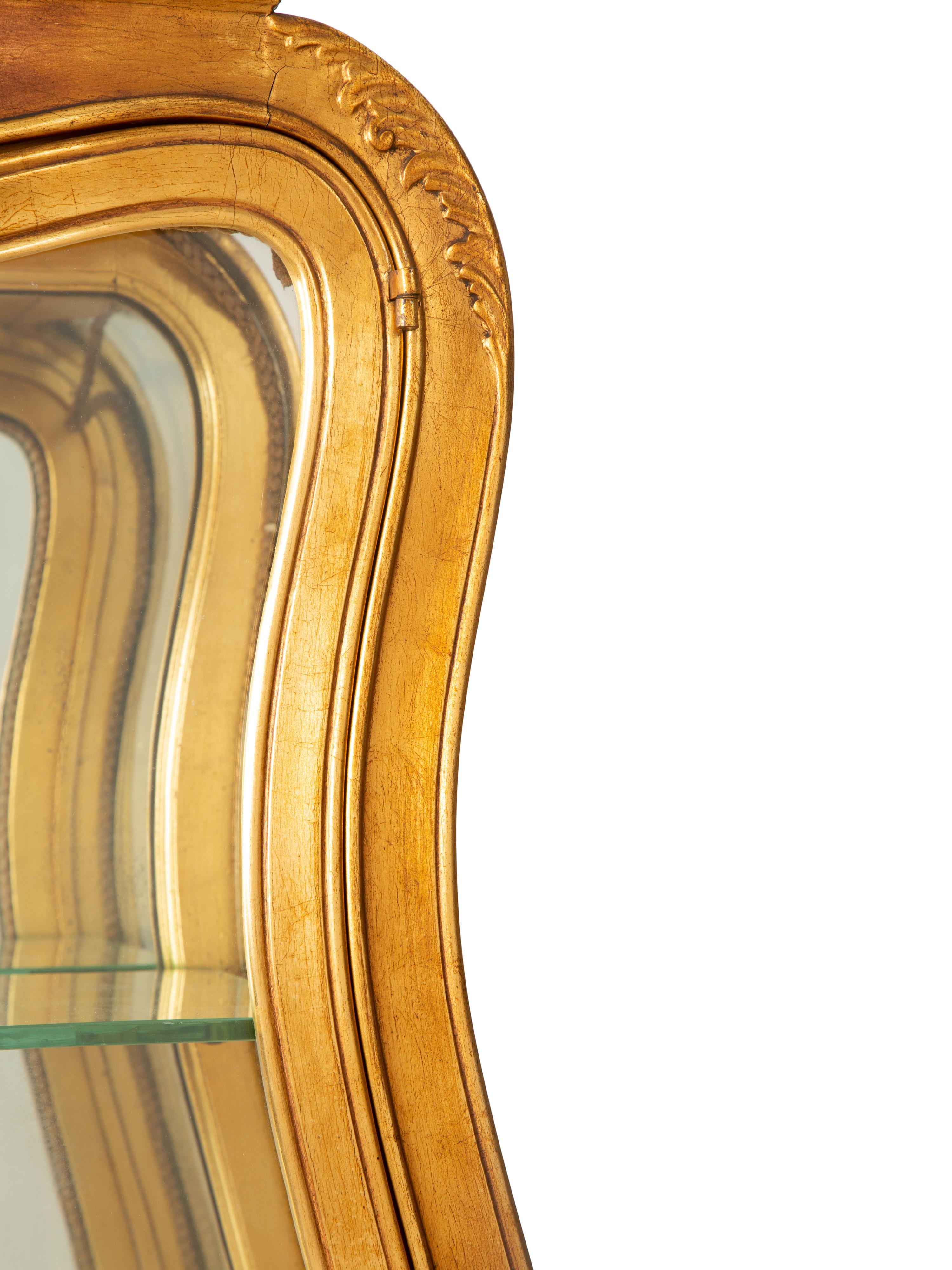 A Louis XV Style Giltwood Vernis Martin Vitrine Cabinet