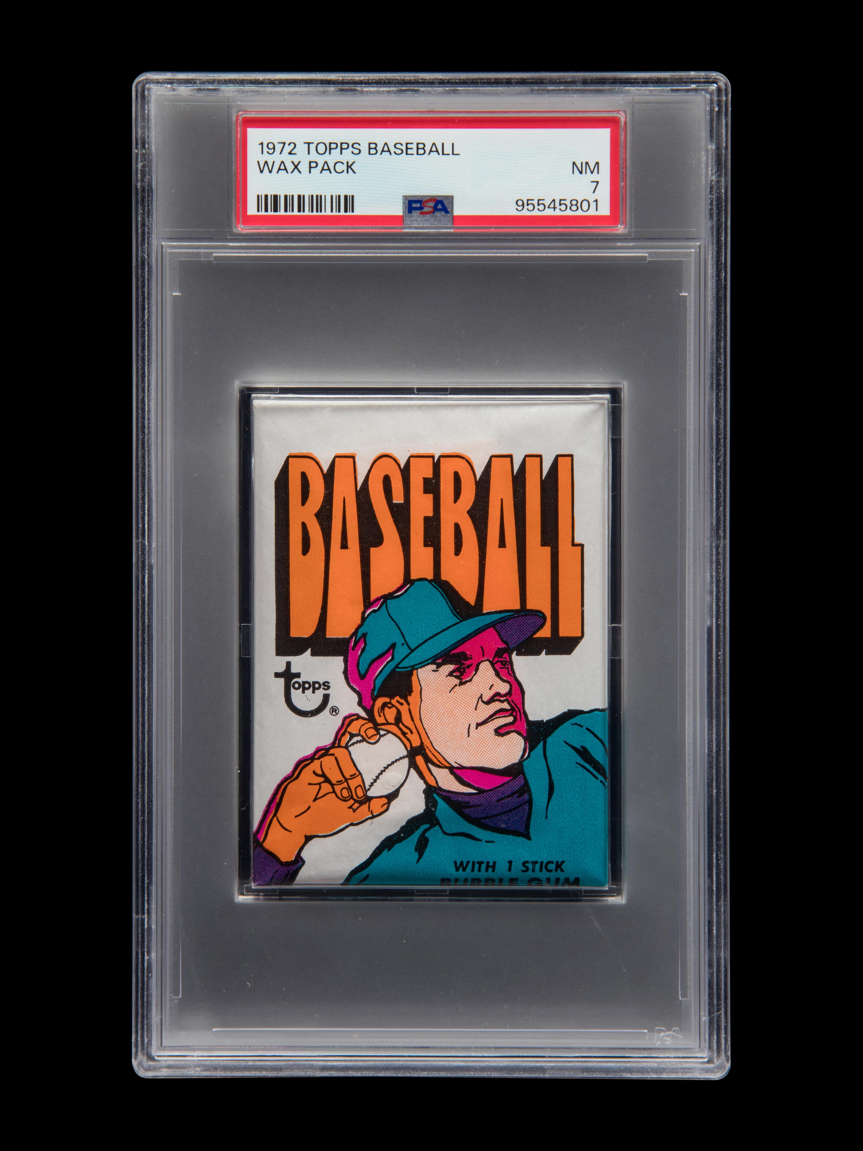 A Sealed Unopened Wax Pack of 1972 Topps Baseball Cards (PSA 7 NM)