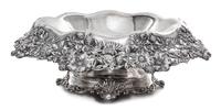 An American Silver Centerpiece Bowl, Graff, Washbourn & Dunn, New York, NY, the rim worked with floral and foliate elements on a pierce