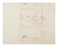 AUDUBON, John James (1785-1851). Autograph letter signed ("John J. Audubon") to Edinburgh bookseller Alexander Hill. London, 17 July 1830. One page, 4to (252 x 202 mm), with integral leaf addressed in holograph. Mailing folds, a few minor spots, remnants of mounting strip on integral address leaf.