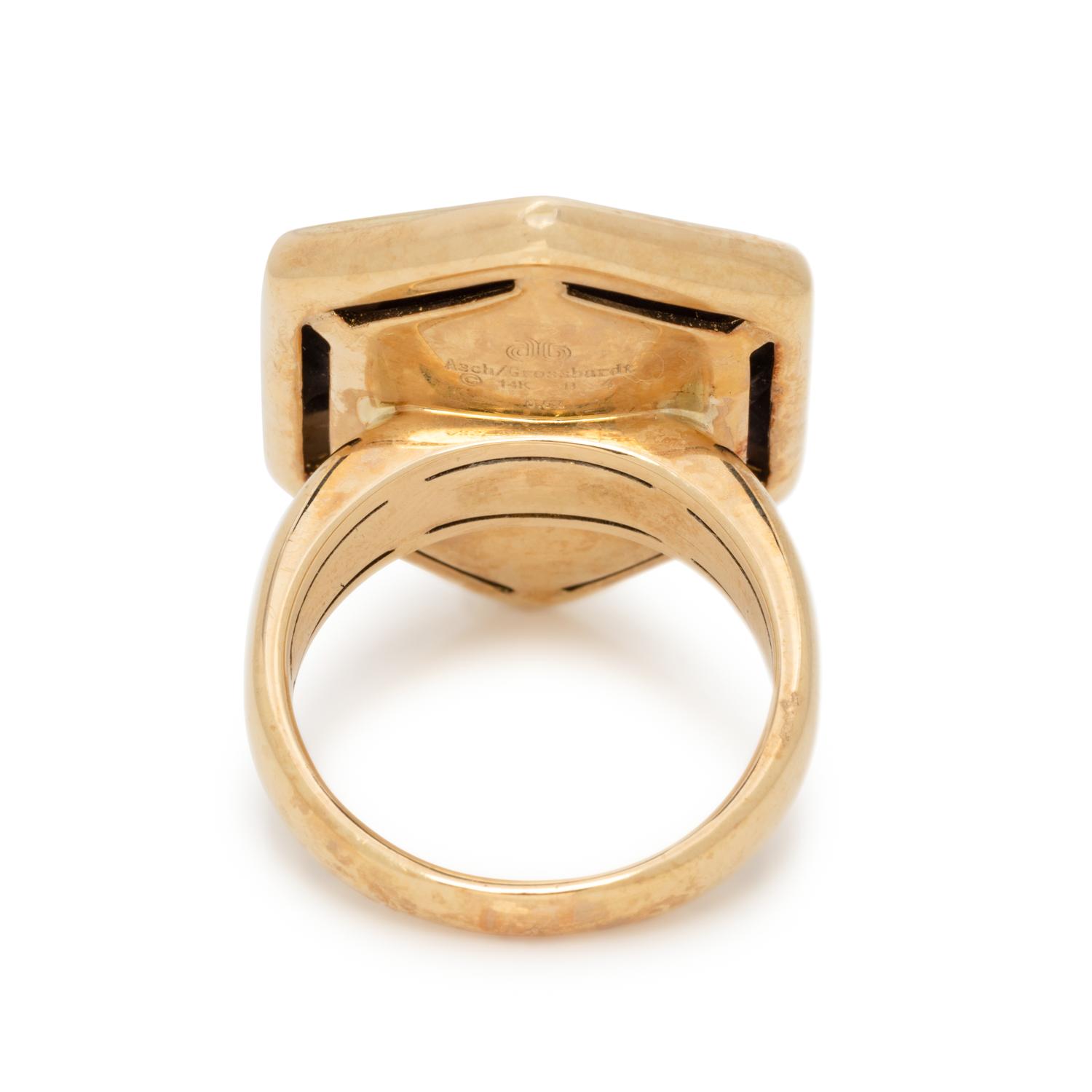 ASCH GROSSBARDT, MULTIGEM INLAY AND DIAMOND RING