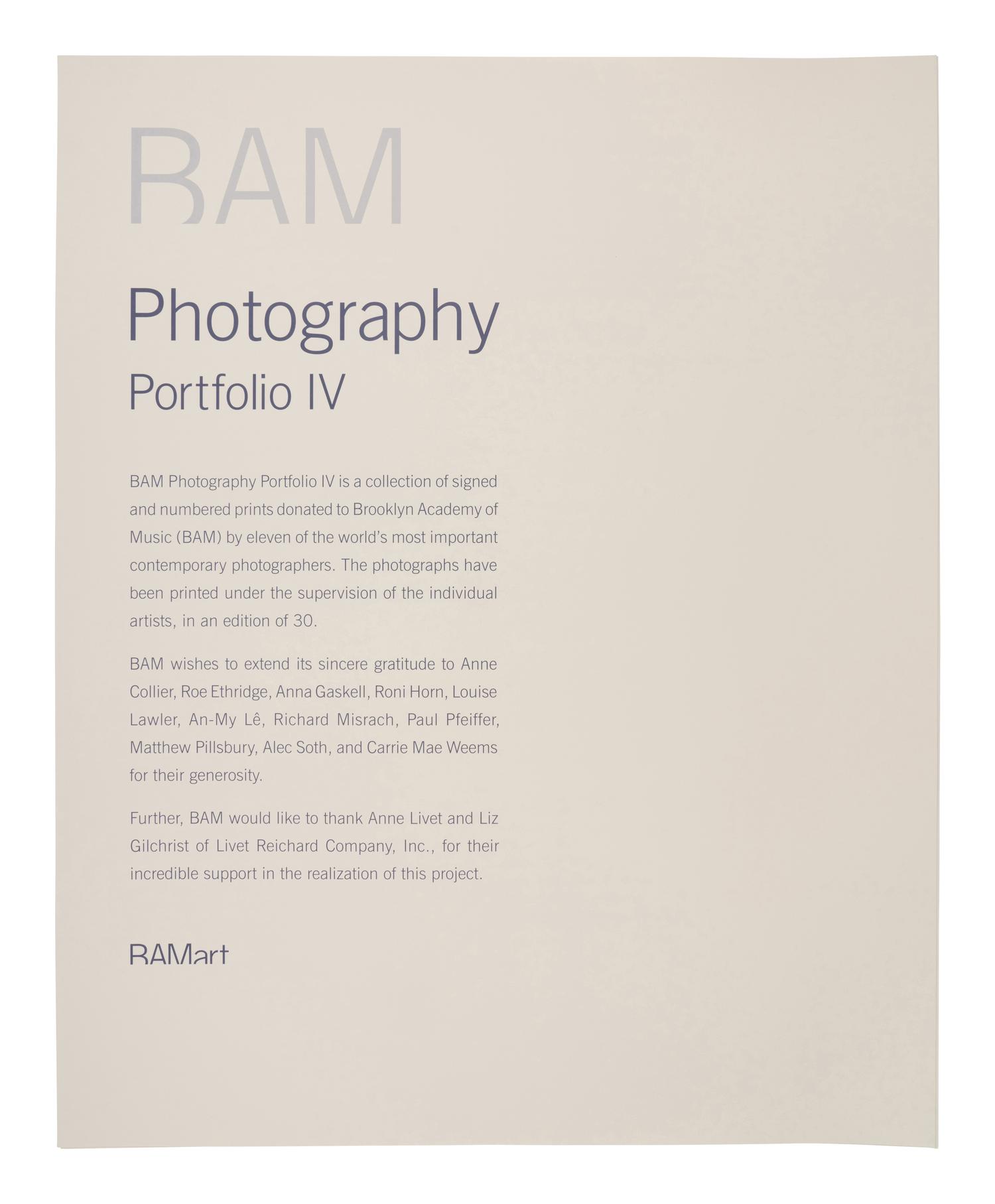 BAM Photography Portfolio IV , (complete set of 11 photographs by 11 artists, with text insert, colophon, and portfolio case)